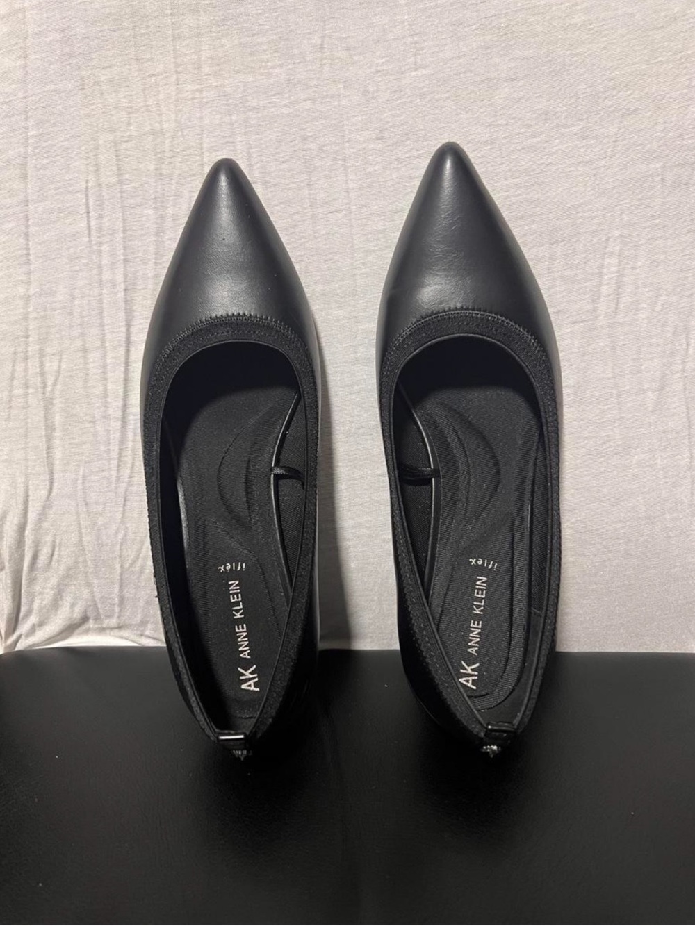 Anne Klein Black Pointed Ballet Flats
